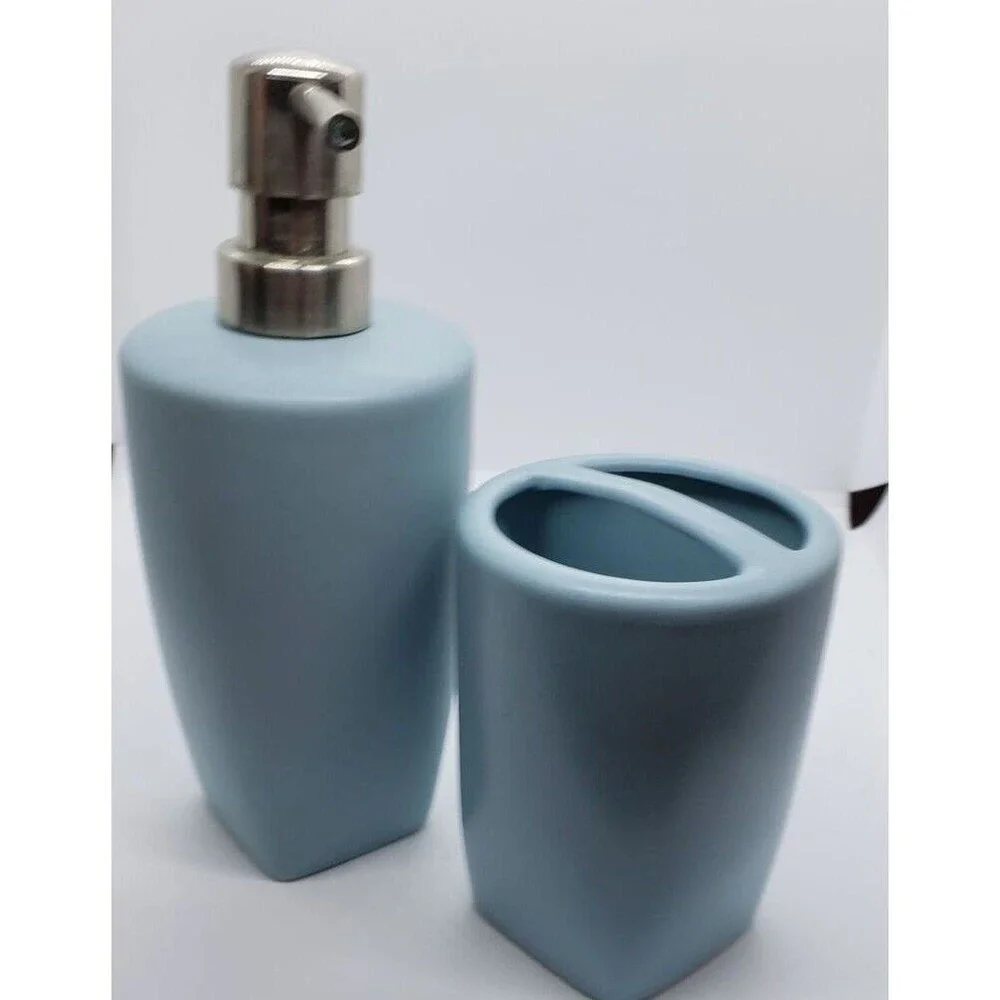 Soap or Lotion Dispenser and Toothbrush Holder Set of 2